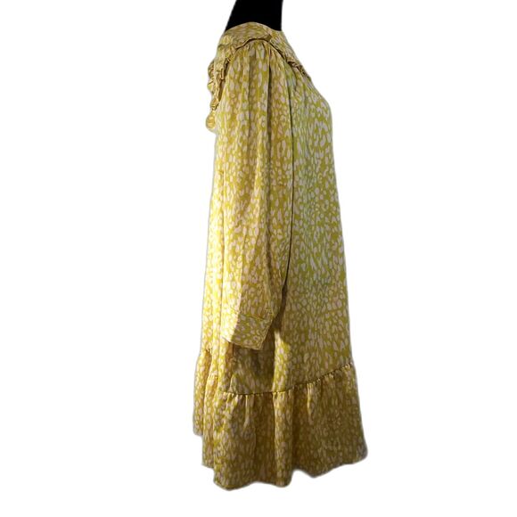 Who What Wear Yellow & White Print Ruffle Collar Button Sleeves Dress Size 3X - Picture 5 of 7
